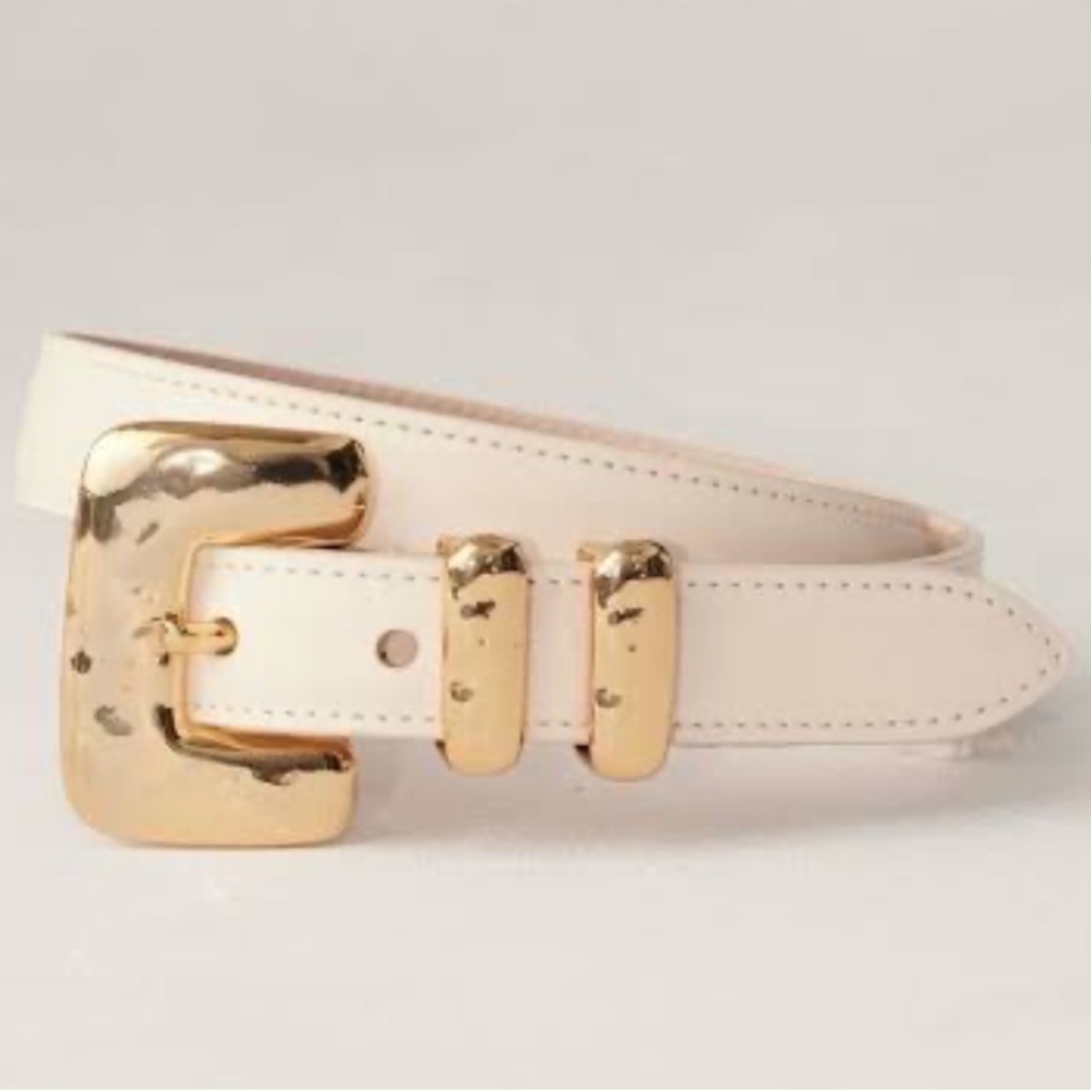 Dehanche Tetra Gold Buckle Cream Belt XS - Picture 3 of 5